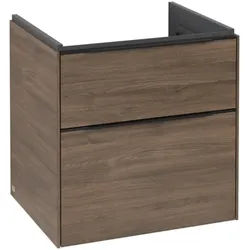 Villeroy & Boch Subway 3.0 Waschbeckenunterschrank, LED-Beleuchtung, 2 Auszüge, 572x576x478mm, C578L1VH, Farbe: Front/Korpus: Arizona Oak, Griff: Volcano Black