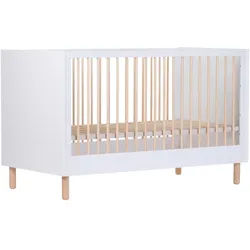 Childhome Gitterbett , Naturfarben, Weiß , Kunststoff, Holzwerkstoff , 145x75x90 cm , zum Juniorbett umbaubar, höhenverstellbar, Warnhinweise am Produkt, Aufbauanleitung im Karton , Baby & Kindermöbel, Babyzimmer, Babybetten, Gitterbetten