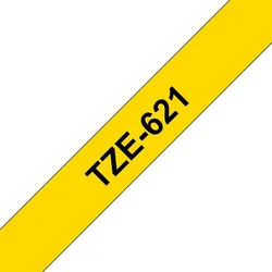 Brother Schriftband TZe-621 (lam) Schw. auf Gelb BxL 9mm Tintenpatrone gelb