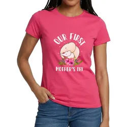 Spreadshirt T-Shirt Erster Muttertag Elefant, Our First Mother ́s Day Frauen T-Shirt (1-tlg) rosa XL