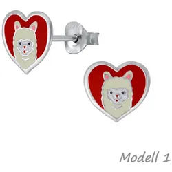 Order & Smile Schmuck Paar Ohrstecker Alpaka Ohrstecker: 925 Silber Ohrringe Lama bunt
