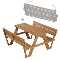 Roba Kindersitzgruppe Picknick for 4' Outdoor +, teak, mit Lehne und Bankkissen , Holz , Stern/Sternzeichen , rechteckig,Rechteckig , Freizeit & Co, Gartenspielzeug, Spielhäuser