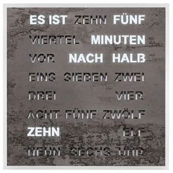 FILIUS zeitdesign Wanduhr Wortuhr als Tisch- Wanduhr Serie 0400 20x20x 4 cm Made in Germany schwarz