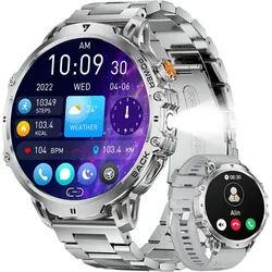 Lige EF13-F Smartwatch (4,6 cm, Android ios), Herren Smartwatch 1.85 Zoll HD Display, Telefonfunktion, Fitness silberfarben