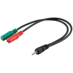 Goobay PC Headset Adapter, 1x 3,5 mm AUX 4-pol. zu 2x 3,5 mm AUX 3-pol. - Klinke 3,5 mm Stecker (4-Pin, stereo) > 2x Klinke 3,5 mm Buchse (3-Pin, stereo)