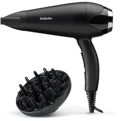 BaByliss Haartrockner BaByliss Turbo Smooth 2200 Haartrockner, D572DE, 2200 W, 2200W, Fön mit Ionen-Technologie, Föhn mit 2 Aufsätzen inkl. Diffusor schwarz