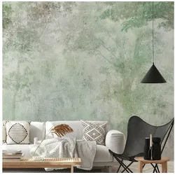 KUNSTLOFT Vliestapete Forest Relief - First Variant 3.92x2.8 m, halb-matt, matt, lichtbeständige Design Tapete grau|grün 3.92 m x 2.80 m