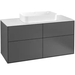 Villeroy & Boch Finion Waschtischunterschrank, 4 Auszüge, Waschbecken mittig, ohne Hahnloch, 1200x603x501mm, Glass Black Matt, F67200HB, Farbe: Peony
