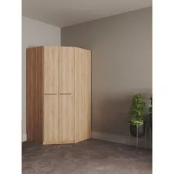 priess Eckkleiderschrank Barcelona Kleiderschrank Ecklösung Raumwunder in 2 Tiefen Schrank Eckschrank Garderobe braun 95 cm x 193 cm x 95 cm