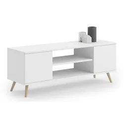 Raumhirsch Furniture Lowboard Focus, Stehendes Fernsehregal für das Wohnzimmer (Fernsehkommode, TV Schrank, TV Board stehend), Elegant & Funktional weiß 40 cm x 50 cm x 135 cm