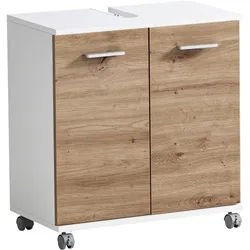 Stylife Waschbeckenunterschrank , Weiß, Eiche Artisan , Metall , 1 Fächer , 60x63.4x32.6 cm , Made in Germany , stehend, Typenauswahl , Badezimmer, Badmöbel, Waschbeckenunterschränke