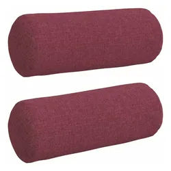 vidaXL Sitzauflage Bolsterkissen 2 Stück Weinrot Ø 15 x 40 cm Stoff, (2 St) rot