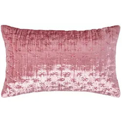 Homescapes Kissenhülle Pannesamt bestickt 30/50 cm , Altrosa , Textil , Uni , Rechteckig , 30x50 cm , Oeko-Tex® , Heimtextilien, Bezüge, Kissenbezüge
