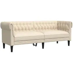 vidaXL Chesterfield-Sofa, Chesterfield-Sofa 3-Sitzer Creme Stoff