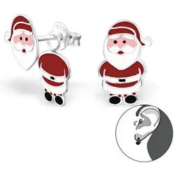 Order & Smile Schmuck Paar Ohrstecker Kinder Ohrstecker Silber Ohrringe Weihnachtsmann beweglich bunt