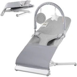 VEVOR Babywippe, klappbarer Wippensitz für Babys von 0–9 Monaten, Wippenstuhl mit 2 Liegewinkeln & drehbarem Spielzeugbügel, Babyschaukel mit Reisetasche für drinnen & draußen, 685x410x600mm