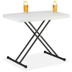 Relaxdays Campingtisch , Weiß , Kunststoff, Metall , rechteckig , 78x71x49 cm , Gartenmöbel, Gartentische