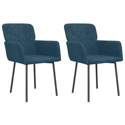 vidaXL Esszimmerstuhl Esszimmerstühle 2 Stk. Blau Samt (2 St) blau
