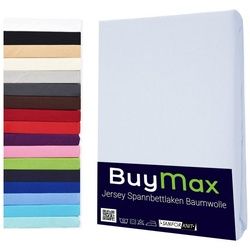 Spannbettlaken StyleHeim Jersey aus 100% Baumwolle, Buymax, Jersey, Gummizug: Rundumgummi, Pflegeleicht und Atmungsaktiv in Verschiedenen Farben und Größen weiß 60 cm x 120 cm