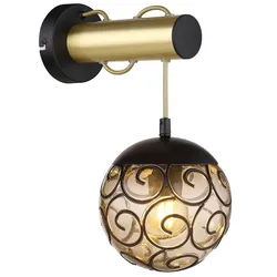 GLOBO LIGHTING Wandleuchte, Leuchtmittel nicht inklusive, Wandlampe Wandleuchte Flurlampe Ornamente Kugel rauch E27 H 36 cm schwarz