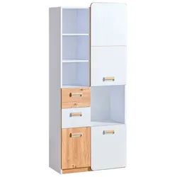 Feldmann-Wohnen Stauraumschrank Loreto (1-St) 80cm 3-türig Nash Eiche / weiß weiß