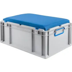 PROREGAL Eurobox NextGen Seat Box Blau | HxBxT 26,5x40x60cm | 44 Liter | Griffe geschlossen | Eurobehälter, Sitzbox, Transportbox, Transportbehälter