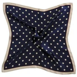 MayTree Seidentuch quadratisch, kleine Punkte 53x53 cm, Nickituch, Bandana-Schal, (Stück), 100% Seide beige|blau