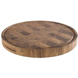 APS PROFI Buffetbrett, Eichenholzbrett mit Saftrinne, Maße (Ø x H): 39 x 4,5 cm
