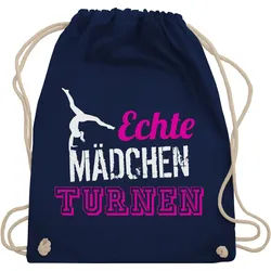 Shirtracer Turnbeutel Echte Mädchen turnen I Geschenk Turnerin, Sport Zubehör blau