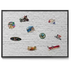 Tulup Magnettafel 100x70 cm Schwarzer Rahmen Ziegelwand Helle Wand , Zinkfarben , Metall , Rechteckig , 100x70x0.4 cm , Bilder & Rahmen, Pinnwände & Magnettafeln