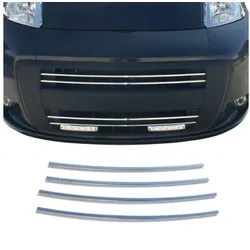 OMAC Zierleisten-Aufkleber Kühlergrill Grillleisten für Fiat Fiorino 2007-2015 Edelstahl 4x, (4tlg), Langlebig,Einfache Reinigung,Einfache Installation,Rostbeständig silberfarben