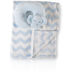 Cangaroo Babydecke Sammy Größe 90 x 75 cm kuschelige Babydecke Nackenkissen blau