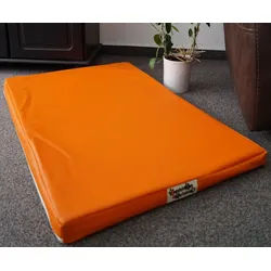 Hundebettenmanufaktur Hundematte Orthopädische Hundematratze mit antiallergischer Kokosmatte Kunstleder orange 60 cm x 90 cm