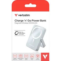 Verbatim Powerbank Charge’n’Go 10.000mAh – Deine Energiequelle für unterwegs, blau, magnetisch, Wireless, USB-C, QC-PD 3.0