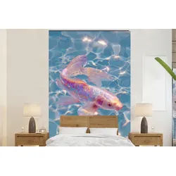 MuchoWow Fototapete Fisch - Wasser - Blau - Licht, Matt, bedruckt, Montagefertig Vinyl Tapete, Wandtapete, 145x220 cm 1.45 m x 2 m