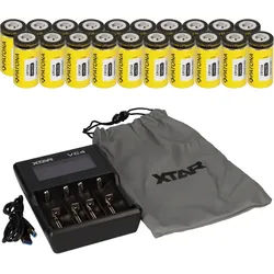 Set 20x Patona CR123A Akku + Xtar VC4 Ladegerät Li-Ion NiMH