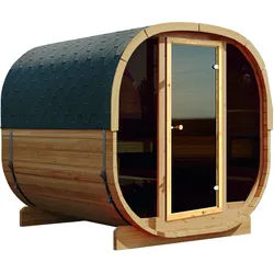 Wolff Finnhaus Cube Saunafass 230 Art 1 Thermoholz Typ 2 mit Vollglasfront und Holzrückwand Bausatz zur Selbstmontage
