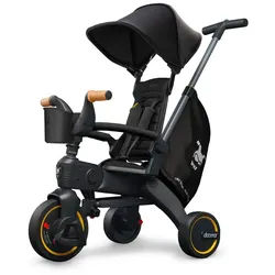 Doona Dreirad , Schwarz , Metall, Kunststoff , 33.9x25.1x33.9 cm , Rückenlehne, Fußstützen, höhenverstellbare Schubstange , Spielzeug, Kinderfahrzeuge, Dreiräder