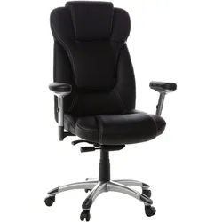 Mid.you Chefsessel , Schwarz, Silberfarben , Textil, Leder , Kombination Echtleder/Lederlook , Drehkreuz , 63x131x53 cm , Sitzfläche 360° drehbar , Büromöbel, Bürostühle, Chefsessel
