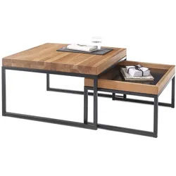 MCA furniture Couchtisch Couchtisch Set Lubao, 2-teilig, Eiche massiv, 57/65, Eichefarben (Set), 2-teiliges Set,Breite 57 cm, 65 cm,Tischplatte aus Massivholz braun