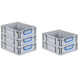 PROREGAL 5x Eurobox NextGen Color | HxBxT 12x30x40cm | 11 Liter | Griffe blau geschlossen | Glatter Boden | Eurobehälter