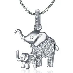 NAHLE Kette mit Anhänger Damen Silberkette Silber Elefanten Kette (inklusive Schmuckbox), 925 Silber Anhänger mit Zirkonia - rhodiniert silberfarben 45cm