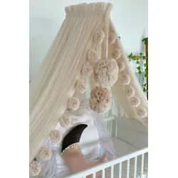 Baby Fancyroom Betthimmel Betthimmel aus 12 Meter Tüll aus 1. Klasse für Kinderbett Gitterbett, Himmel für Babybett Kinderbett beige|braun