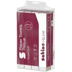 Satino HiLine Handtuchpapier, 2-lagig, hochweiß, W-Falz, PT2, Saugfähige Papierhandtücher aus Zellstoff, 1 Paket = 25 Packungen à 120 Blatt, Blattmaße: 24 x 32 cm