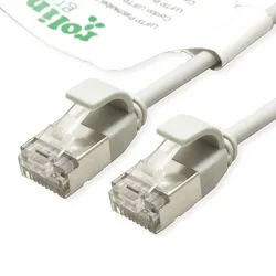 ROLINE GREEN U/FTP Patchkabel Cat.6A (Class EA), LSOH, slim, grau, 0,3 m