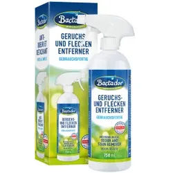 BACTADOR® Geruchs- und Fleckenentfernerspray, Beseitigt schnell und gründlich Gerüche und Flecken in Tierumgebung & Haushalt, 750 ml - Flasche