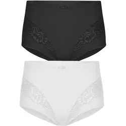 Miederslip SUSA "2er Pack Miederslip London", Damen, Gr. 38, bunt (schwarz weiß), Stoff, Obermaterial: 75% Polyamid PA. 25% Elasthan EL., Unterhosen