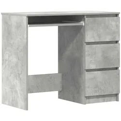 vidaXL Schreibtisch mit 3 Schubladen, 1 Tastaturauszug 90/45/76 cm aus Holzwerkstoff Betongrau , Hellgrau , Strukturbuche , Rechteckig,Rechteckig , 90x76x45 cm , Büromöbel, Schreibtische, Schreibtische