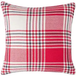 Homescapes Kissenhülle Schottenkaro 45/45 cm , Rot, Weiß , Textil , Kariert , Quadratisch , 45x45 cm , Oeko-Tex® , Heimtextilien, Bezüge, Kissenbezüge