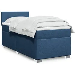vidaXL Boxspringbett, Boxspringbett mit Matratze Blau 100x200 cm Stoff